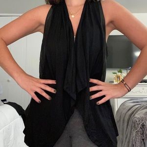 Faux leather cardigan vest